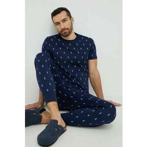 Bavlnené pyžamové tričko Polo Ralph Lauren tmavomodrá farba, vzorovaná vyobraziť
