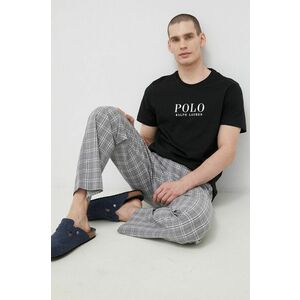 Bavlnené pyžamové tričko Polo Ralph Lauren čierna farba, s potlačou vyobraziť