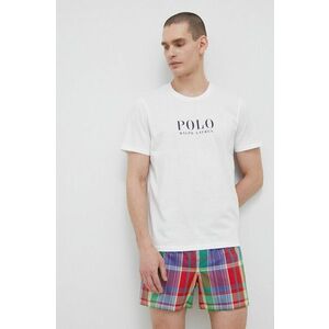Bavlnené pyžamové tričko Polo Ralph Lauren biela farba, s potlačou vyobraziť