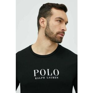 Bavlnené tričko s dlhým rukávom Polo Ralph Lauren čierna farba, s potlačou vyobraziť