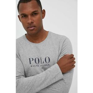 Bavlnené tričko s dlhým rukávom Polo Ralph Lauren šedá farba, s potlačou vyobraziť