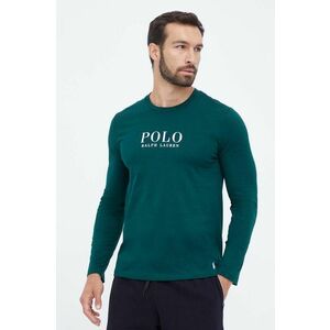 Bavlnené tričko s dlhým rukávom Polo Ralph Lauren zelená farba, s potlačou vyobraziť