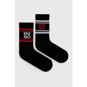 Ponožky HUGO 2-pak pánske, čierna farba vyobraziť