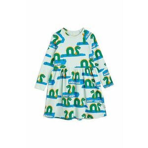 Dievčenské šaty Mini Rodini zelená farba, mini, áčkový strih vyobraziť