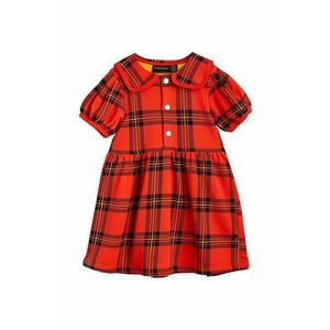 Dievčenské bavlnené šaty Mini Rodini červená farba, mini, áčkový strih vyobraziť