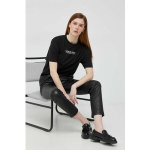 Bavlnené tričko Calvin Klein čierna farba vyobraziť