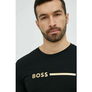 Bavlnené plážové tričko BOSS čierna farba, s potlačou vyobraziť