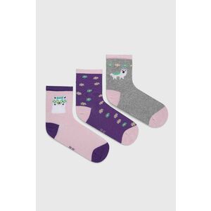 Detské ponožky Skechers 3-pak fialová farba vyobraziť