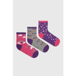 Detské ponožky Skechers 3-pak fialová farba vyobraziť