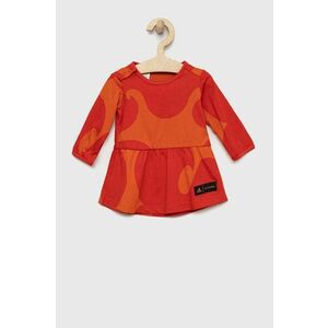 Dievčenské bavlnené šaty adidas Performance oranžová farba, mini, áčkový strih vyobraziť