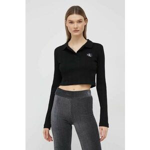 Tričko s dlhým rukávom Calvin Klein Jeans dámsky, čierna farba vyobraziť