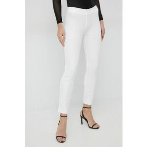 Nohavice Lauren Ralph Lauren dámske, biela farba, rovné, stredne vysoký pás vyobraziť