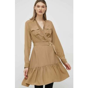 Šaty Lauren Ralph Lauren hnedá farba, mini, áčkový strih vyobraziť