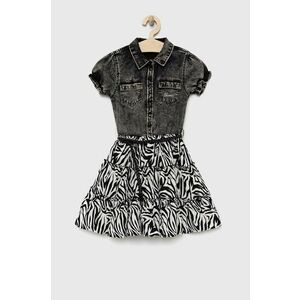 Dievčenské šaty Guess čierna farba, midi, áčkový strih vyobraziť