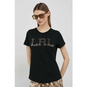 Bavlnené tričko Lauren Ralph Lauren čierna farba vyobraziť