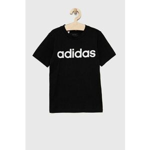 Detské bavlnené tričko adidas U LIN čierna farba, s potlačou vyobraziť