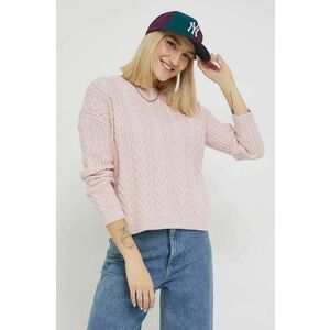 Bavlnený sveter Superdry dámsky, ružová farba vyobraziť