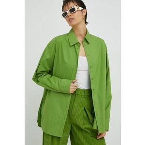Bavlnená košeľa Gestuz IsolGZ dámska, zelená farba, voľný strih, s klasickým golierom vyobraziť
