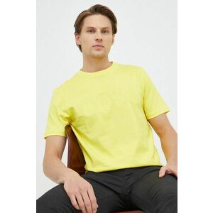 Bavlnené tričko BOSS žltá farba, s potlačou vyobraziť