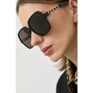 Slnečné okuliare Gucci dámske, čierna farba vyobraziť