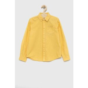 Detská bavlnená košeľa Guess žltá farba vyobraziť