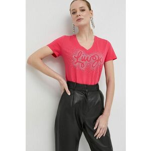Bavlnené tričko Liu Jo ružová farba vyobraziť