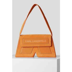 Semišová kabelka Karl Lagerfeld oranžová farba vyobraziť