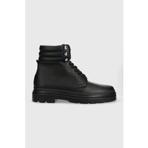 Kožené členkové topánky Calvin Klein Combat Boot Mono pánske, čierna farba vyobraziť