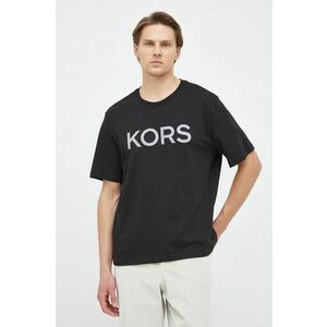 Bavlnené tričko Michael Kors čierna farba, s nášivkou vyobraziť