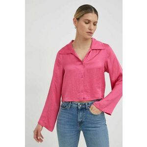 Košeľa American Vintage dámska, ružová farba, regular, s klasickým golierom vyobraziť