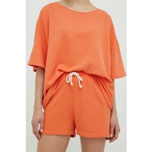 Šortky American Vintage dámske, oranžová farba, jednofarebné, vysoký pás vyobraziť