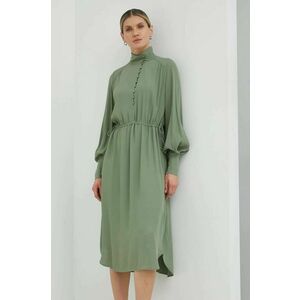 Šaty Bruuns Bazaar Lilli Lyra zelená farba, midi, áčkový strih vyobraziť