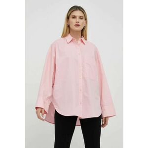 Bavlnená košeľa By Malene Birger dámska, ružová farba, voľný strih, s klasickým golierom vyobraziť
