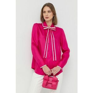 Hodvábna košeľa Red Valentino dámska, ružová farba, regular, s klasickým golierom vyobraziť