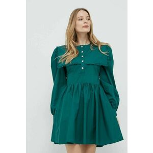 Bavlnené šaty Custommade zelená farba, mini, áčkový strih vyobraziť