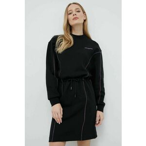 Bavlnené šaty Karl Lagerfeld čierna farba, midi, oversize vyobraziť