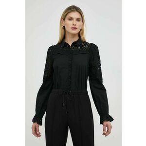 Bavlnená košeľa Bruuns Bazaar Sienna Robine dámska, čierna farba, regular, s klasickým golierom vyobraziť
