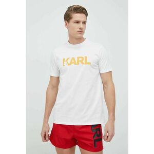 Bavlnené tričko Karl Lagerfeld biela farba, s potlačou vyobraziť