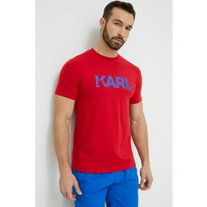 Bavlnené tričko Karl Lagerfeld červená farba, s potlačou vyobraziť