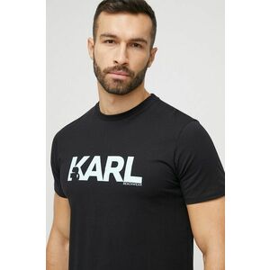 Bavlnené tričko Karl Lagerfeld čierna farba, s potlačou vyobraziť