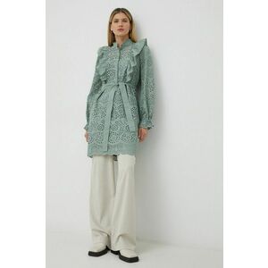 Bavlnené šaty Bruuns Bazaar Sienna Kandra zelená farba, mini, rovný strih vyobraziť