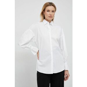 Košeľa PS Paul Smith dámska, biela farba, voľný strih, s klasickým golierom vyobraziť