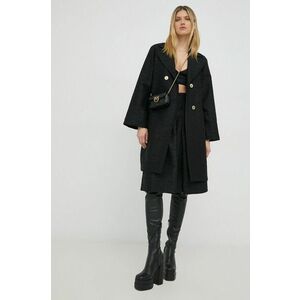 Kabát Pinko dámsky, čierna farba, prechodný, dvojradový vyobraziť