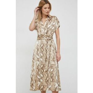 Šaty Lauren Ralph Lauren béžová farba, midi, áčkový strih vyobraziť