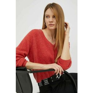 Vlnený sveter American Vintage dámsky, červená farba, tenký vyobraziť