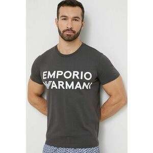 Bavlnené pyžamové tričko Emporio Armani Underwear šedá farba, vzorované vyobraziť