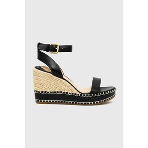 Kožené sandále Lauren Ralph Lauren 802884124001 dámske, čierna farba, na kline vyobraziť