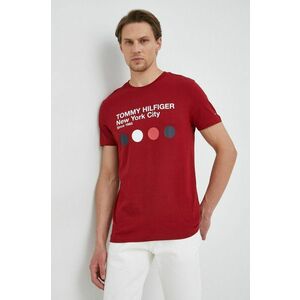 Bavlnené tričko Tommy Hilfiger červená farba, s potlačou vyobraziť