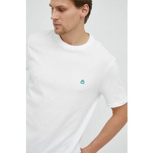 Bavlnené tričko United Colors of Benetton biela farba, jednofarebné vyobraziť