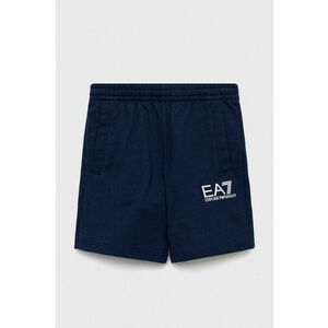 Detské bavlnené šortky EA7 Emporio Armani tmavomodrá farba vyobraziť